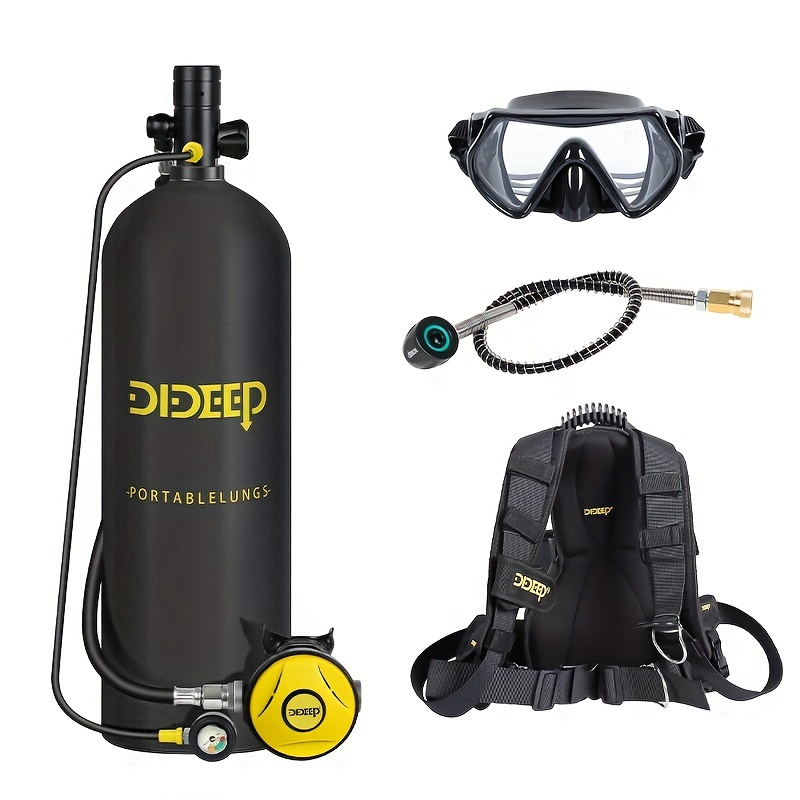 Snorkel Set - DIDEEP 4Lミニスキューバダイビングタンクセット、最大40～60分の水中ダイビングシリンダー、高容量ポータブル肺呼吸装置（HDマスク付き）