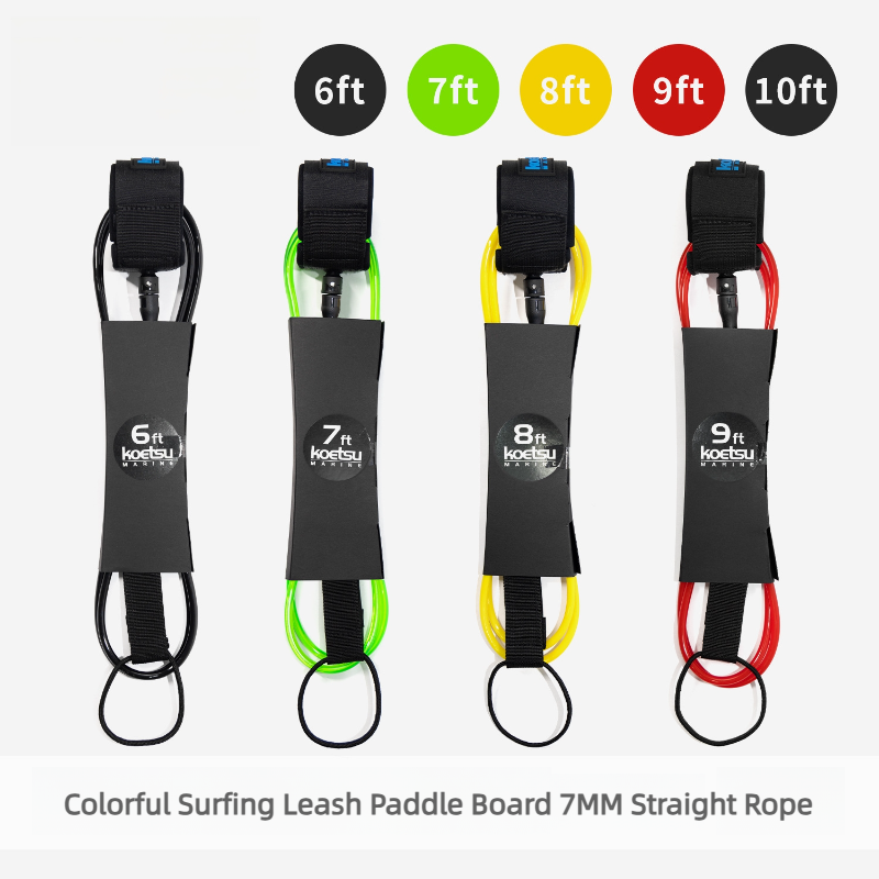 Surfboard Leash - カラフルなサーフリーシュ（7mm）、SUPパドルボード用牽引ロープ、ウォータースポーツ用安全アクセサリー