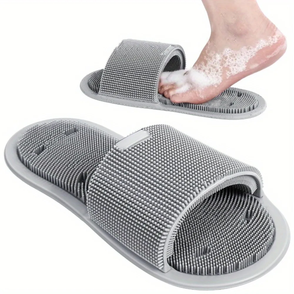 Flippers Swimming - シリコンフットスクラバーブラシスリッパ シャワーフットマッサージャー クリーナー バス角質除去スパ 死んだ皮膚を除去する 滑り止めバスルームツール