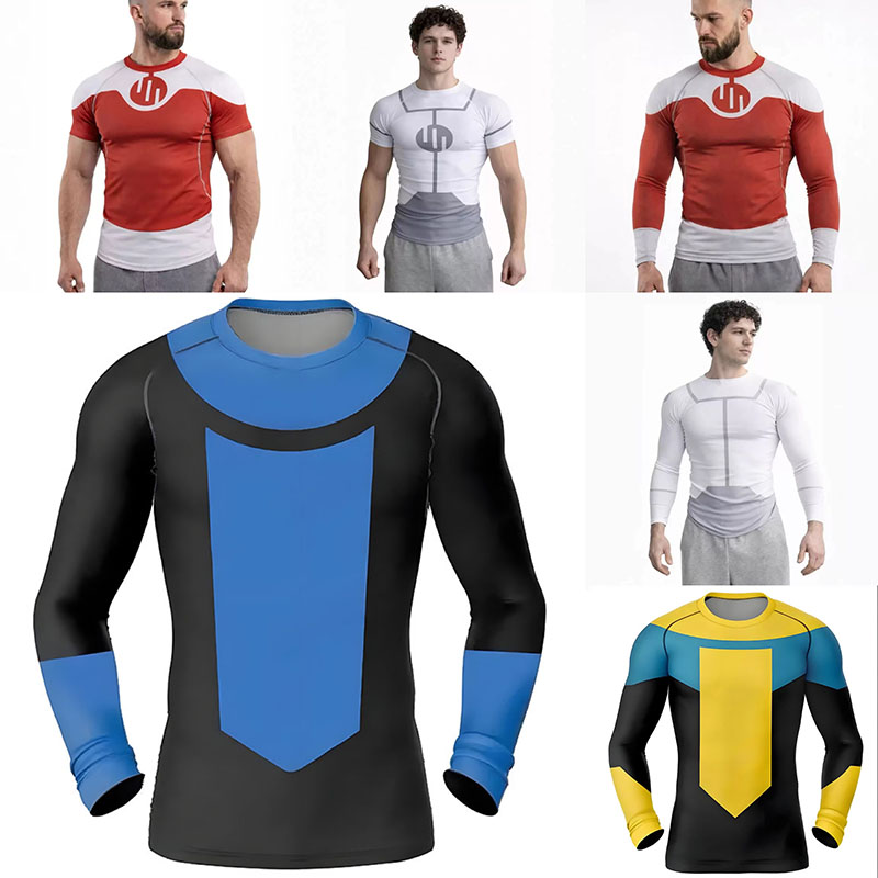 Rash Guard - 新しい無敵コスプレラッシュガードダイビングジム Tシャツ BJJ ラッシュガード長袖半袖 MMA 服男性女性