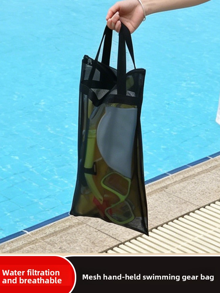 Snorkeling Gear - ポータブルビーチウォーターギア収納バッグネットバッグジッパー付き屋外シュノーケリング用通気性バッグ（ダイビングギアとフィンウェビング用）