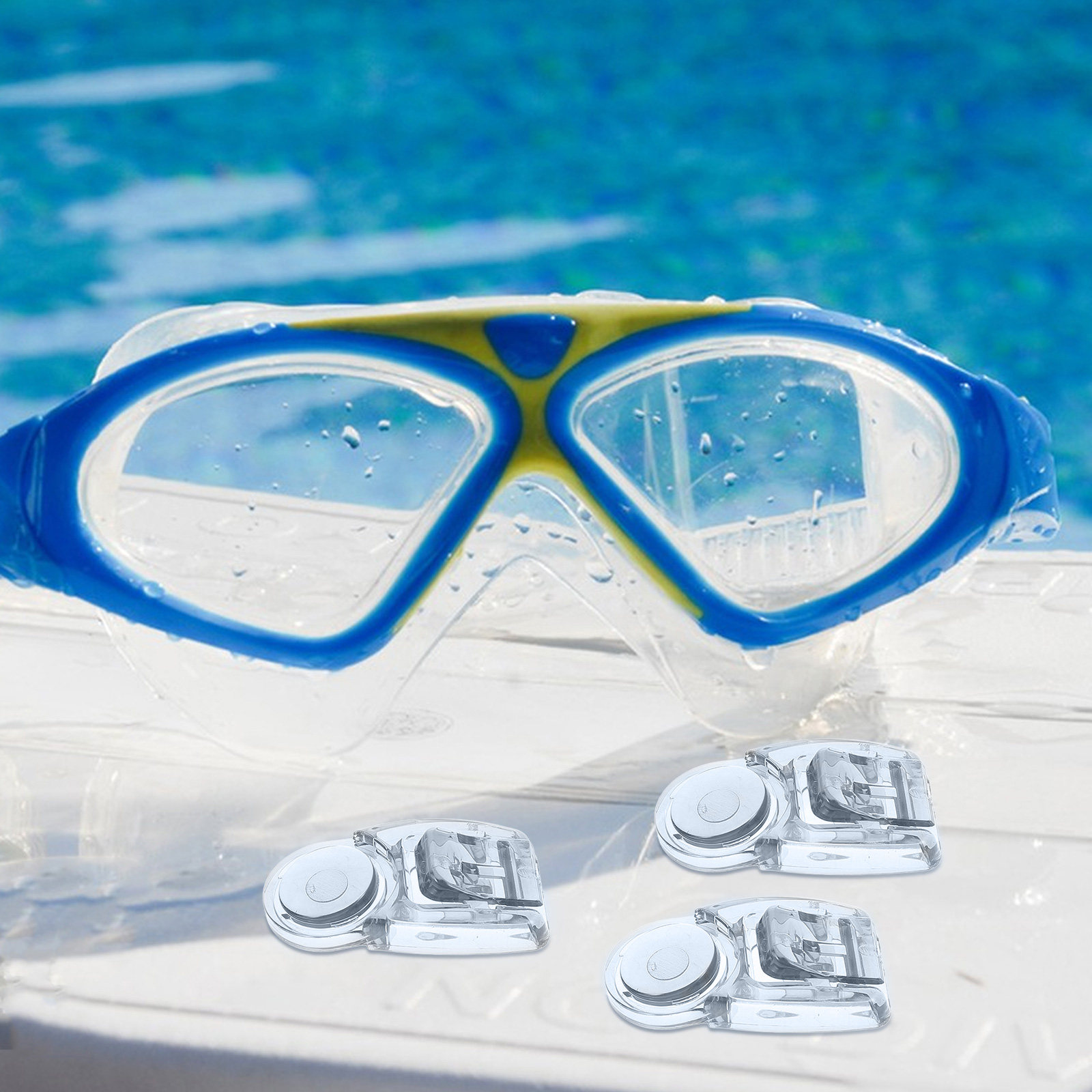 Goggles Swim - 4個入り、汎用性の高いスイムゴーグル用バックル。スイムゴーグルのストラップ調整用クリップ。ブラック。スキューバダイビング用アクセサリー。ゴーグル固定クリップ。