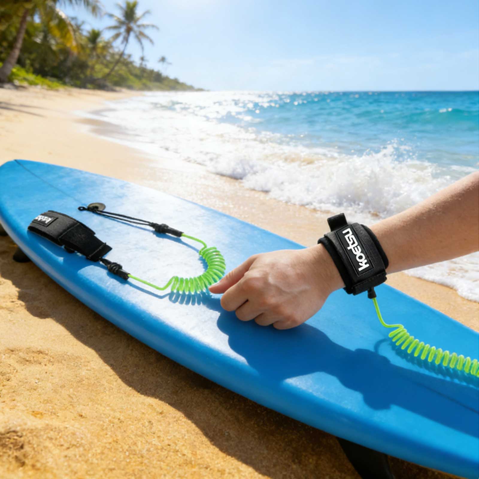 Surfboard Leash - SUPパドルボードリーシュ TPU素材 強力コード サーフボード足首リーシュ 伸縮性あり トレーニングエクササイズに最適