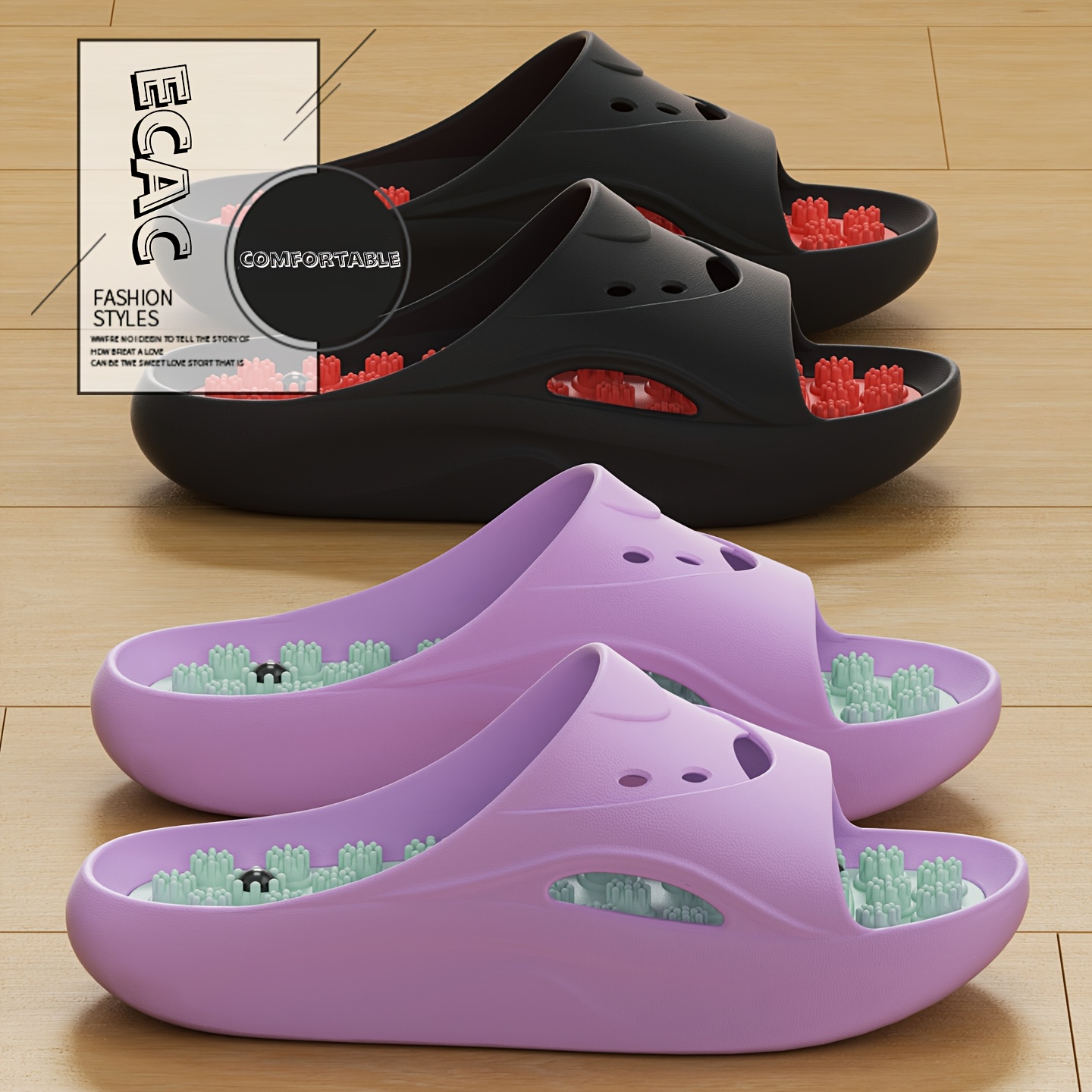 女性男性用EVAマッサージスリッパ厚底バスルームスライド滑り - Water Shoes のレビューと価格