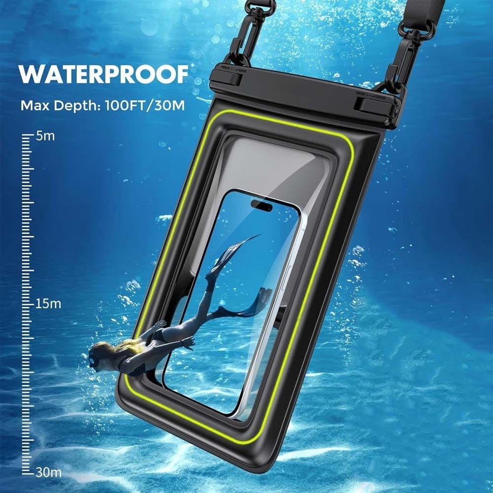 タッチスクリーン対応、防水仕様の携帯電話用バッグ。透明で水中 - Dry Bag Waterproof のレビューと価格