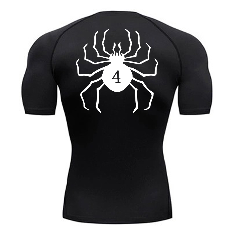 メンズアスレチック速乾性Tシャツ、スパイダープリント圧縮シャ - Rash Guard のレビューと価格